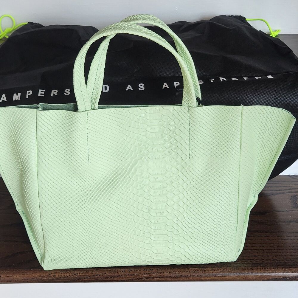 NWT Mint Python Embossed Leather Half Tote Work Bag Ampersand As Apostrophe - Picture 6 of 12